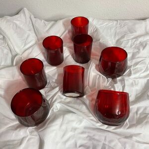 8 Red votive Glass candles holders set of 8 glass round